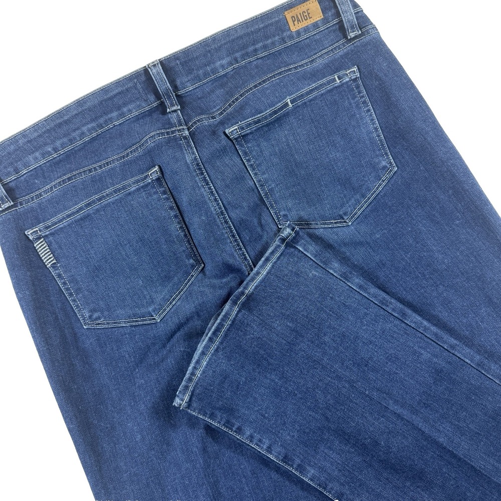 Paige Skyline Straight Jeans Women 32 Dark Blue Mid Rise Stretch Denim